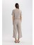 Wide Leg Geniş Bol Paça Normal Bel Bürümcük Kapri Pantolon C4329AX24SP 4