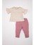 Kız Bebek 2'li Takım Yarım Kollu Bluz Beli Lastikli Pantolon C4013A524SM 1