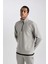 DeFactoFit Standart Fit Dik Yaka Fermuarlı Skuba Dalgıç Kumaş Sporcu Basic Düz Sweatshirt C0481AX23WN 4