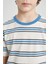 Erkek Çocuk Bisiklet Yaka Çizgili Kısa Kollu Tişört B6156A824SM 5