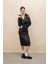 Bodycon Vücudu Saran Straplez Basic Düz Yırtmaçlı Suni Deri Midi Elbise C2284AX24SP 1