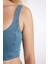 Kalın Askılı Fermuarlı Crop Korse Jean Bluz C3335AX24HS 4