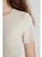 Bodycon Vücudu Saran Bisiklet Yaka Fitilli Kaşkorse Kısa Kollu Maxi Elbise C1509AX24SP 4