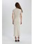 Bodycon Vücudu Saran Bisiklet Yaka Fitilli Kaşkorse Kısa Kollu Maxi Elbise C1509AX24SP 5