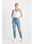Lina Lina Mom Fit Yırtık Detaylı Yüksek Bel Bilek Boy Jean Yıkamalı Pantolon C2383AX24HS 2