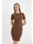 Coool Bodycon Vücudu Saran Bisiklet Yaka Fitilli Kaşkorse Kısa Kollu Mini Elbise C1503AX24SP 2
