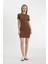 Coool Bodycon Vücudu Saran Bisiklet Yaka Fitilli Kaşkorse Kısa Kollu Mini Elbise C1503AX24SP 3