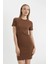 Coool Bodycon Vücudu Saran Bisiklet Yaka Fitilli Kaşkorse Kısa Kollu Mini Elbise C1503AX24SP 4