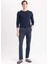 Slim Fit Dar Kesim Bisiklet Yaka Basic Düz Uzun Kollu Pijama Üstü Z2771AZ24SP 2