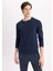 Slim Fit Dar Kesim Bisiklet Yaka Basic Düz Uzun Kollu Pijama Üstü Z2771AZ24SP 3