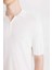 Slim Fit Dar Kesim Polo Yaka Kısa Kollu Basic Düz Fermuarlı Triko Tişört C4917AX24SM 5