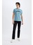 Slim Fit Dar Kesim Bisiklet Yaka Baskılı Kısa Kollu Tişört C5674AX24HS 2