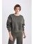 Relax Fit Bisiklet Yaka Kalın Basic Düz Sweatshirt B8568AX23WN 1