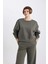 Relax Fit Bisiklet Yaka Kalın Basic Düz Sweatshirt B8568AX23WN 3