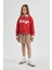Kız Çocuk Crop Bisiklet Yaka Baskılı Sweatshirt B9934A824SP 5