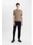 Slim Fit Dar Kesim Polo Yaka Kısa Kollu Basic Düz Fermuarlı Triko Tişört C4917AX24SM 2