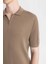 Slim Fit Dar Kesim Polo Yaka Kısa Kollu Basic Düz Fermuarlı Triko Tişört C4917AX24SM 5