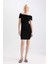 Bodycon Vücudu Saran Omuzu Açık Fitilli Kaşkorse Uzun Kollu Mini Elbise D1171AX24SM 1