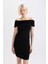 Bodycon Vücudu Saran Omuzu Açık Fitilli Kaşkorse Uzun Kollu Mini Elbise D1171AX24SM 4