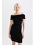Bodycon Vücudu Saran Omuzu Açık Fitilli Kaşkorse Uzun Kollu Mini Elbise D1171AX24SM 5