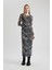 Coool Bodycon Desenli Tül Uzun Kollu Maxi Elbise C1891AX24SP 4