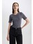 Slim Fit Dar Kesim Bisiklet Yaka Yıkamalı Soluk Efektli Basic Düz Kısa Kollu Tişört C2579AX24SM 3