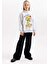 Kız Çocuk Looney Tunes Oversize Fit Kapüşonlu İçi Yumuşak Tüylü Kalın Sweatshirt B4729A823WN 2