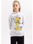 Kız Çocuk Looney Tunes Oversize Fit Kapüşonlu İçi Yumuşak Tüylü Kalın Sweatshirt B4729A823WN 3