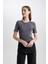Slim Fit Dar Kesim Bisiklet Yaka Yıkamalı Soluk Efektli Basic Düz Kısa Kollu Tişört C2579AX24SM 4