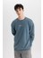 Comfort Regular Fit Rahat Kalıp Bisiklet Yaka Sırt Baskılı Yıkamalı Soluk Efektli Sweatshirt C1664AX24SP 3