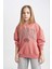 Kız Çocuk Oversize Geniş Kalıp Bisiklet Yaka Baskılı Sweatshirt C0571A824SP 4