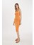 Bodycon Halter Yaka Fitilli Kaşkorse Basic Düz Kolsuz Midi Elbise U8106AZ24SM 1