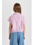 Kız Çocuk Cropped Fit Kısa Kollu Gömlek B5063A824SM 4