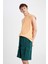 Relax Fit Beli Lastikli Bağcıklı Basic Düz Kargo Bermuda Şort C5591AX24HS 5