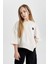 Kız Çocuk Crop Bisiklet Yaka Baskılı Sweatshirt C0274A824SP 4