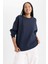 Oversize Fit Bisiklet Yaka Kalın Sweatshirt Y1346AZ23WN 4