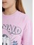 Kız Çocuk Disney Mickey & Minnie Oversize Geniş Kalıp Bisiklet Yaka Kısa Kollu Tişört C0145A824SM 5