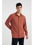 Regular Fit Polo Yaka Krinkıl Basic Düz Uzun Kollu Gömlek B6484AX24SP 4