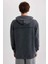 Siyah Regular Fit Kapüşonlu Yıkamalı Soluk Efektli Kanguru Cepli Sweatshirt B1118AX23AU 5