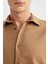 Slim Fit Dar Kesim Pamuklu Basic Düz Uzun Kollu Gömlek A4644AX24SP 5