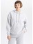 Relax Fit Kapüşonlu Kanguru Cepli Kalın Basic Düz Sweatshirt W1240AZ23WN 4