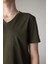 %100 Pamuk Slim Fit Dar Kesim V Yaka Basic Düz Kısa Kollu Tişört M7668AZ24SP 3