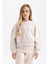 Kız Çocuk Relax Fit Bisiklet Yaka Baskılı Kalın Sweatshirt B4675A823WN 4