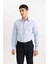 Slim Fit Dar Kesim Polo Yaka Petek Dokulu Uzun Kollu Gömlek B6476AX24SP 4