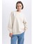 Oversize Fit Bisiklet Yaka Kalın Basic Sweatshirt Y1346AZ23WN 1
