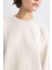Oversize Fit Bisiklet Yaka Kalın Basic Sweatshirt Y1346AZ23WN 4