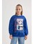 Kız Çocuk Relax Fit Bisiklet Yaka Baskılı Sweatshirt B4673A823WN 1