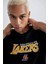 Fit NBA Los Angeles Lakers Oversize Geniş Kalıp Bisiklet Yaka Kısa Kollu Tişört 4
