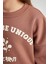 Kız Çocuk Relax Fit Bisiklet Yaka Baskılı Kalın Sweatshirt B4675A823WN 4