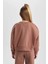 Kız Çocuk Relax Fit Bisiklet Yaka Baskılı Kalın Sweatshirt B4675A823WN 5